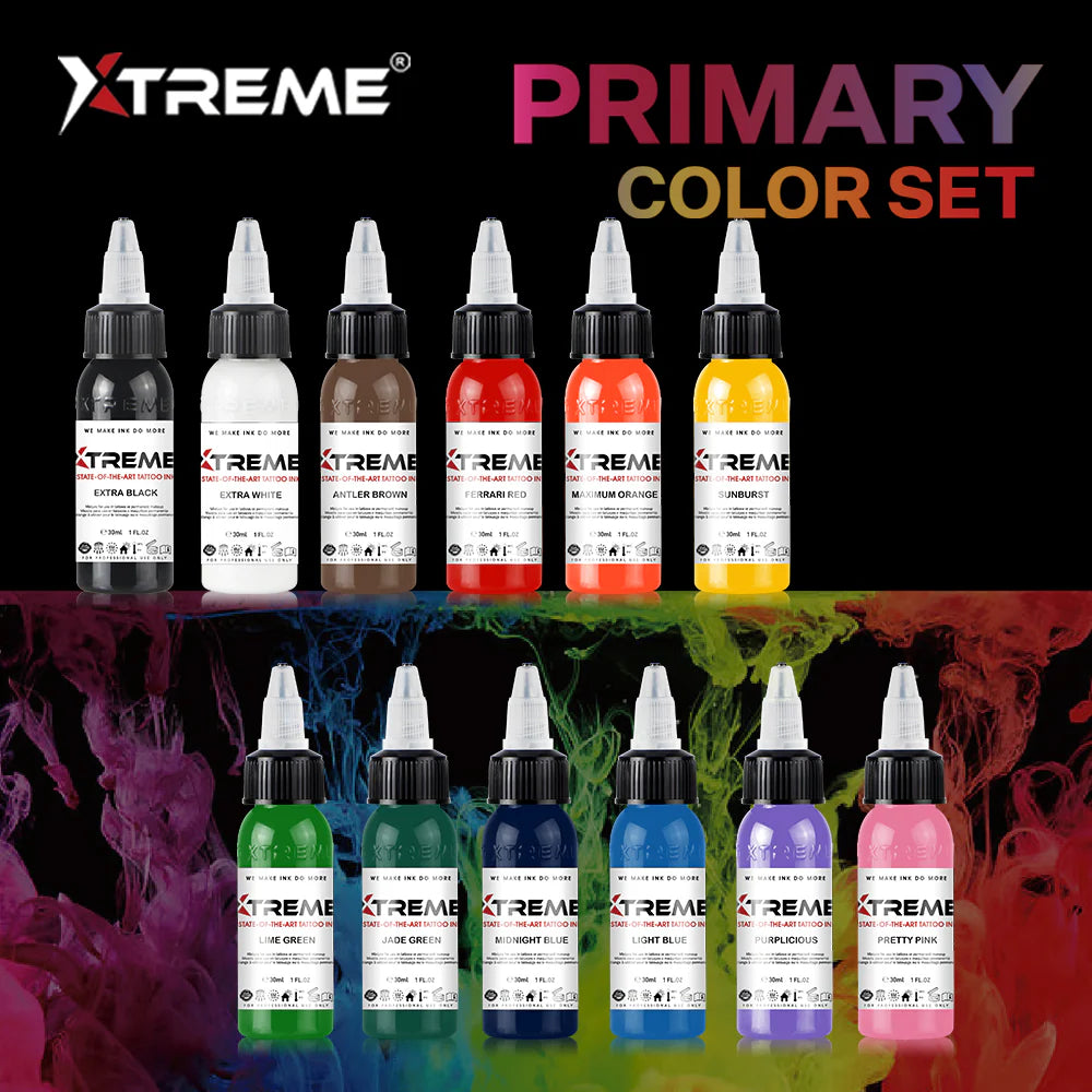 Xtreme 12 Colour Primary tattoo ink set