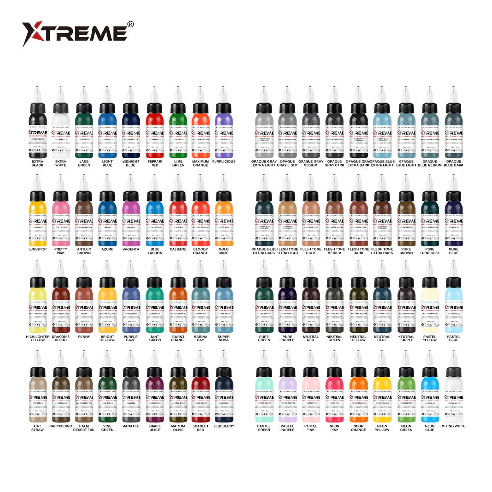 Xtreme 72 Colour Complimentary tattoo ink set