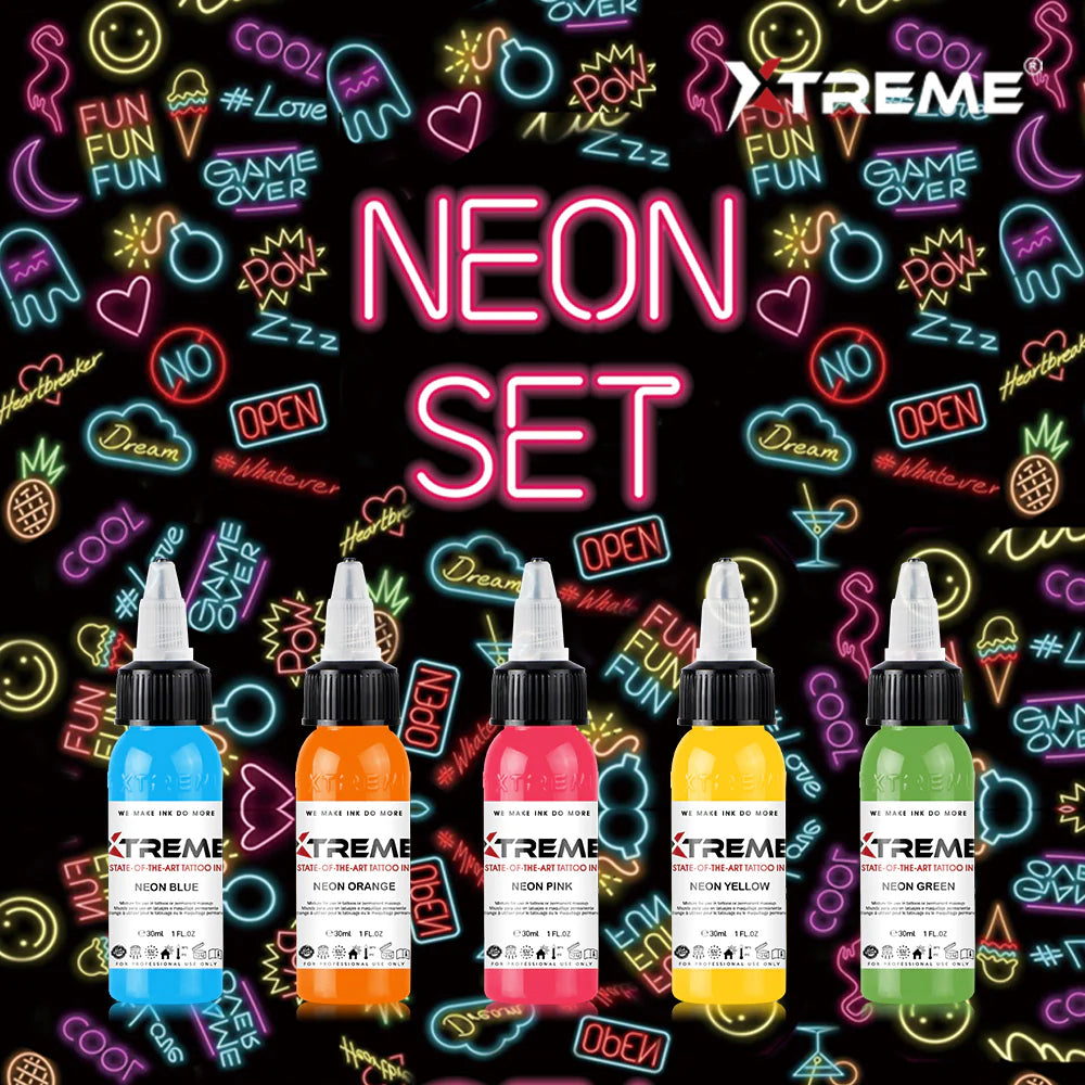 Xtreme Neon Colour tattoo ink set