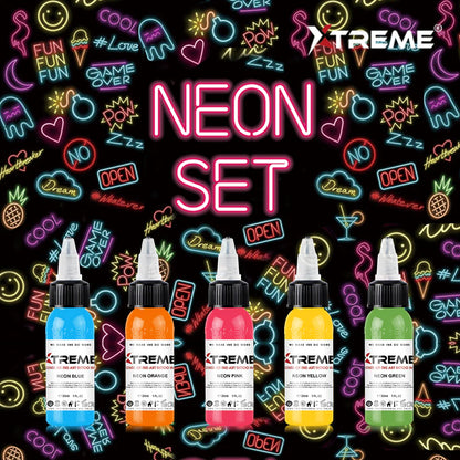 Xtreme Neon Colour tattoo ink set
