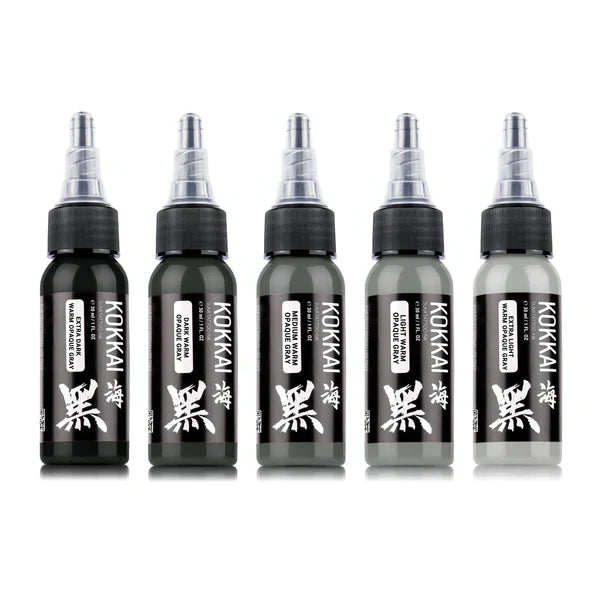 Kokkai Sumi Warm Opaque Gray tattoo ink set